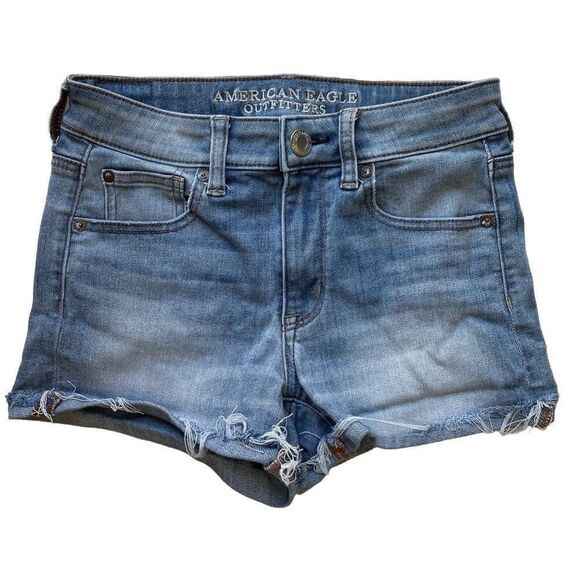 American Eagle Outfitter’s Hi-Rise Denim Shortie Shorts - Women’s 4 - Picture 1 of 6